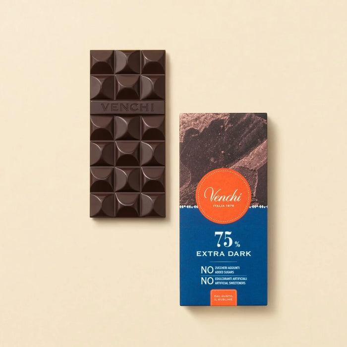 Venchi - Tavoletta cioccolato Extra Fondente 75% no zuccheri aggiunti g 70 - Senza Glutine