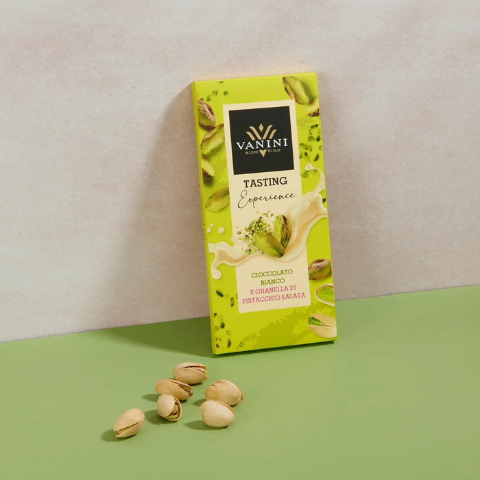 Vanini - Tavoletta Tasting Experience cioccolato bianco e granella di pistacchio salato g 75 - Senza Glutine