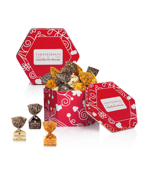 Antica Torroneria Piemontese - Latta Floral Tartufini Assortiti g 140 - Senza glutine