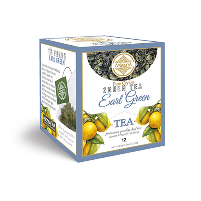 Mlesna Tea Ceylon - Earl Green Tea - Tè Verde al Bergamotto 12 filtri piramidali