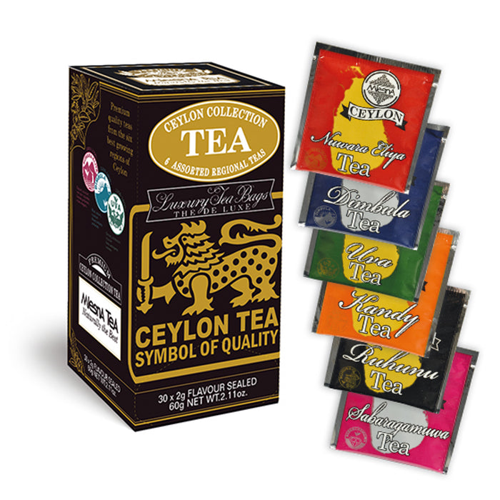 Mlesna Tea Ceylon - Tè Single Origin Collection 6 gusti Tè Monorigine 30 filtri