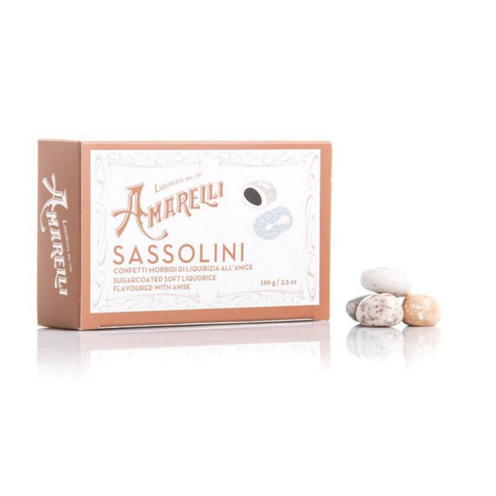 Amarelli - Sassolini Confetti di Liquirizia all'Anice - Astuccio Pesca da g 100
