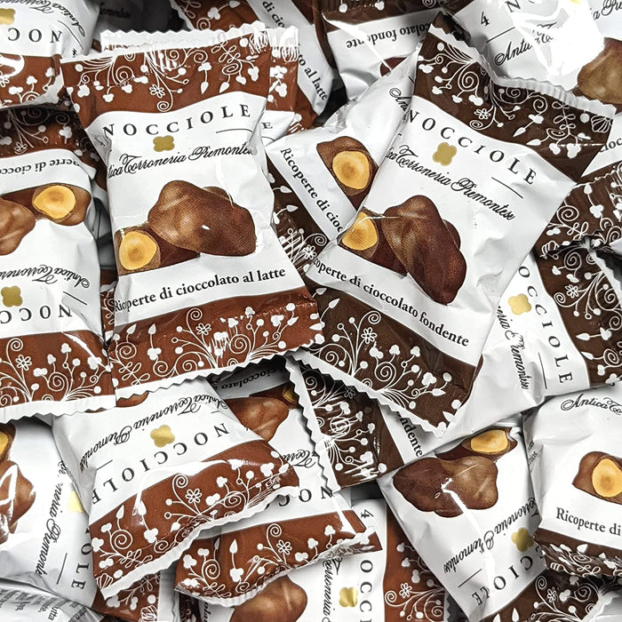 Antica Torroneria Piemontese - 4 Nocciole Ricoperte Cioccolato Latte e Fondente g 500